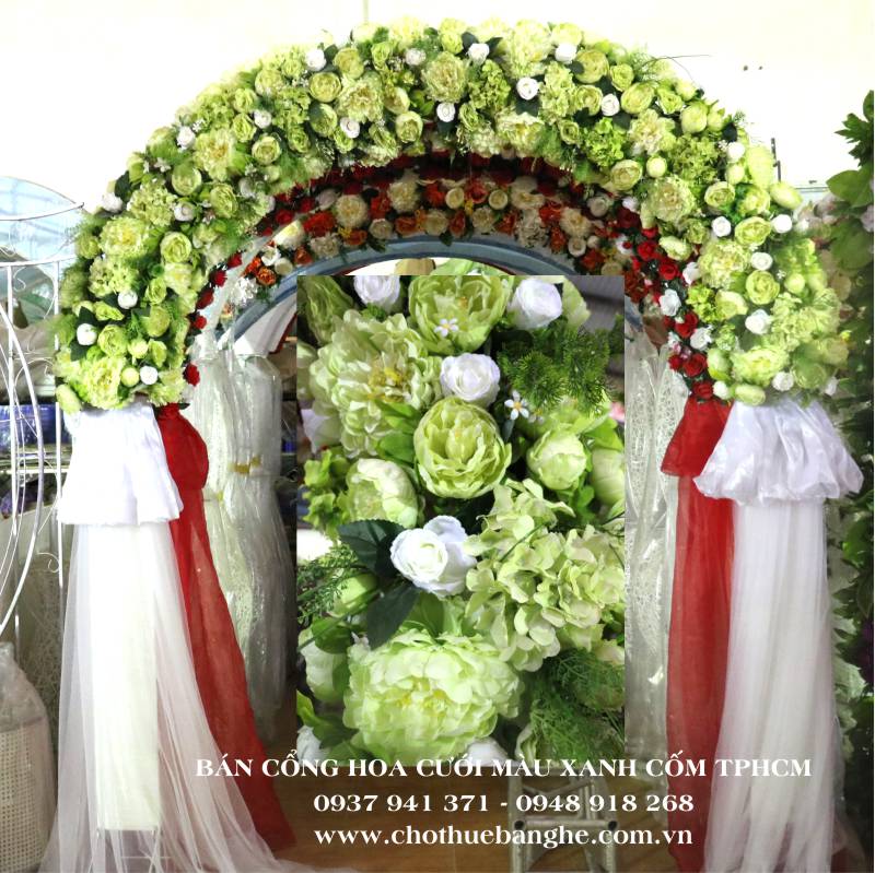 Bán cổng hoa cưới màu xanh cốm đẹp tại TPHCM