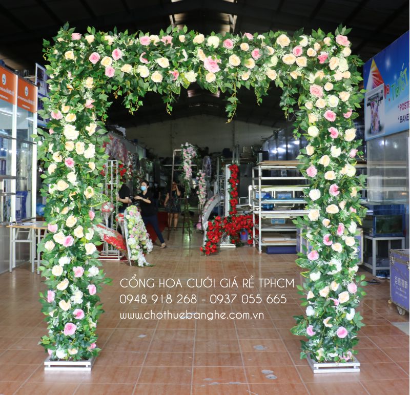 Bán và cho thuê cổng hoa cưới lụa giá rẻ tại tphcm