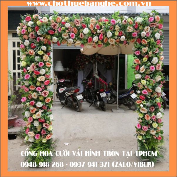 Cổng hoa cưới vải giá rẻ tại TPHCM