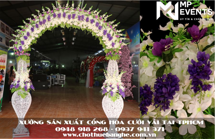 Địa chỉ bán cổng hoa cưới vải chân lục bình tại TPHCM