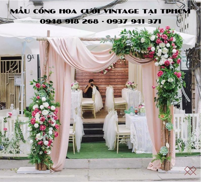 Mẫu cổng hoa cưới vintage tại TPHCM