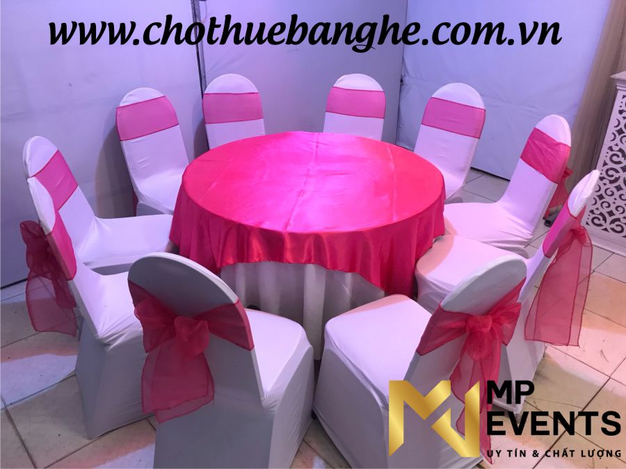 Cho thuê bộ bàn ghế đãi tiệc đám cưới màu hồng sen tại tphcm