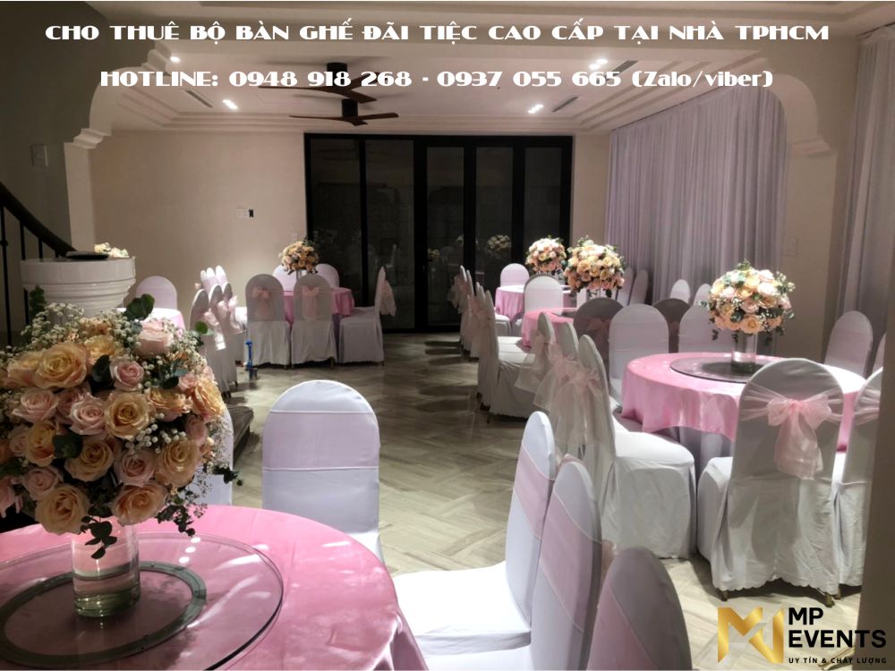 Cho thuê bộ bàn ghế mâm xoay đãi tiệc cưới cao cấp tại nhà Hóc Môn