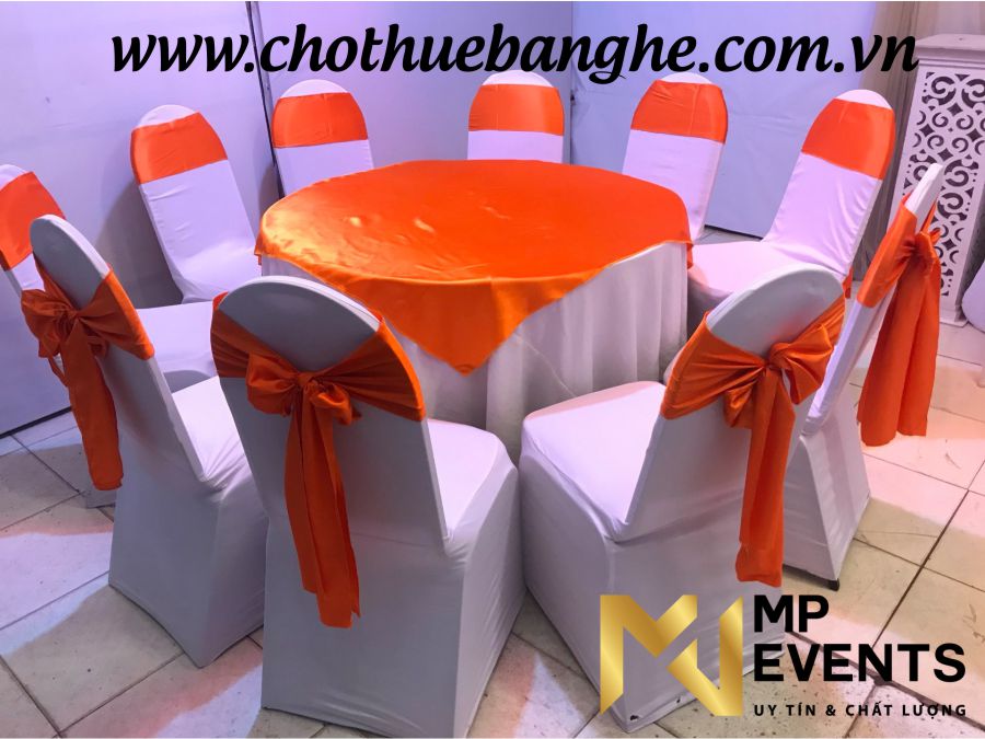 Cho thuê bộ bàn ghế tiệc cưới đẹp tông màu cam tại tphcm