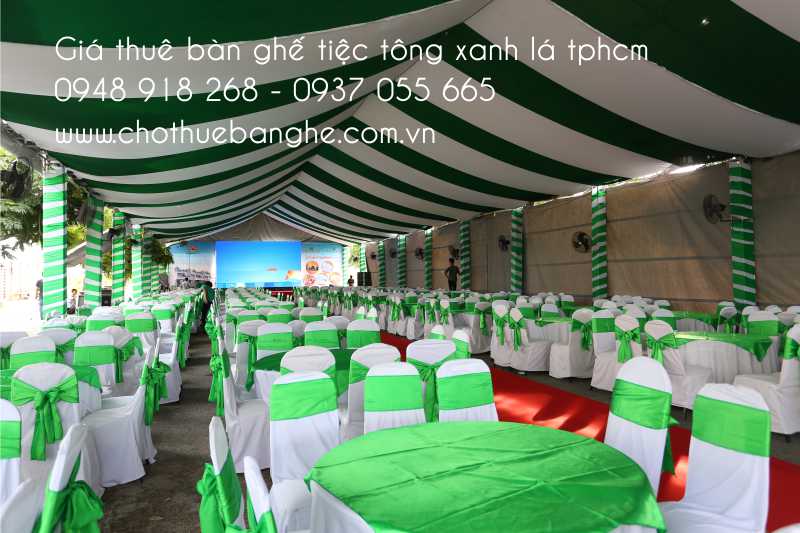 Cho thuê bàn ghế đãi tiệc tông xanh lá tại Hóc Môn