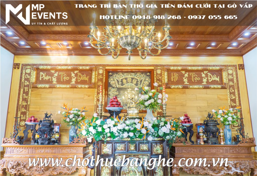 Trang trí bàn thờ gia tiên đám cưới tại nhà Gò Vấp