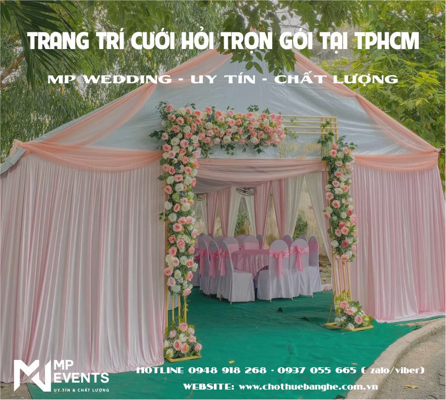 Giá thuê trang trí tiệc cưới  trọn gói tại nhà TPHCM