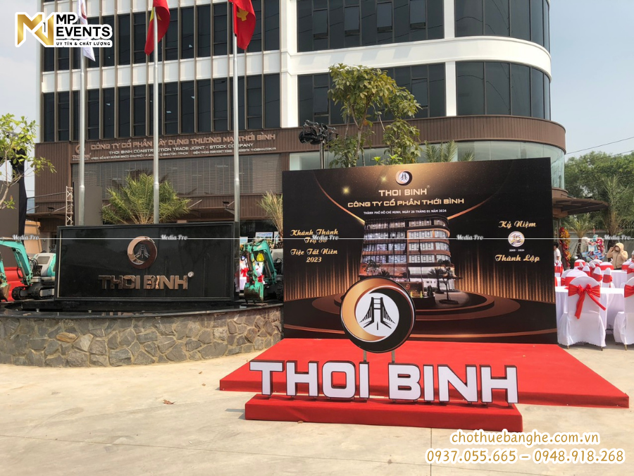Cho thuê backdrop check in tổ chức khánh thành trụ sở tại Bình Tân