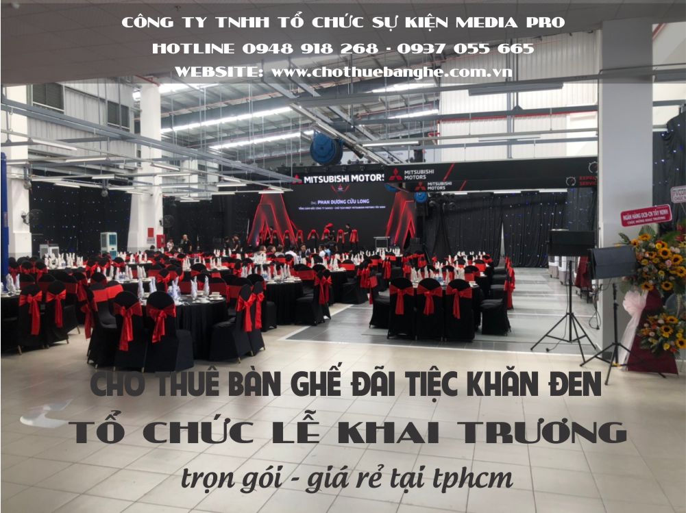 Cho thuê bộ bàn ghế ăn tiệc số lượng lớn tông màu đen tại tây Ninh 