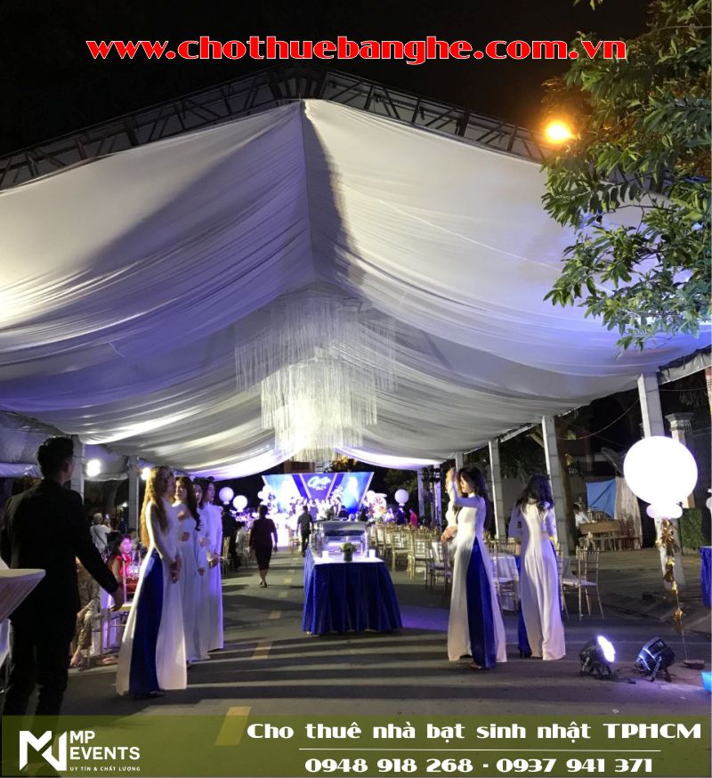 Cho thuê nhà bạt không gian tổ chức tiệc sinh nhật ngoài trời tại Bình Tân