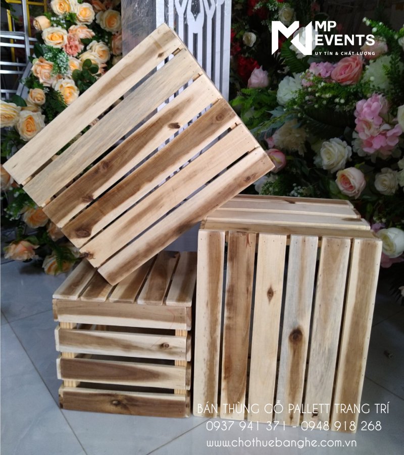 Địa chỉ bán thùng pallet gỗ trang trí tiệc cưới tại TPHCM