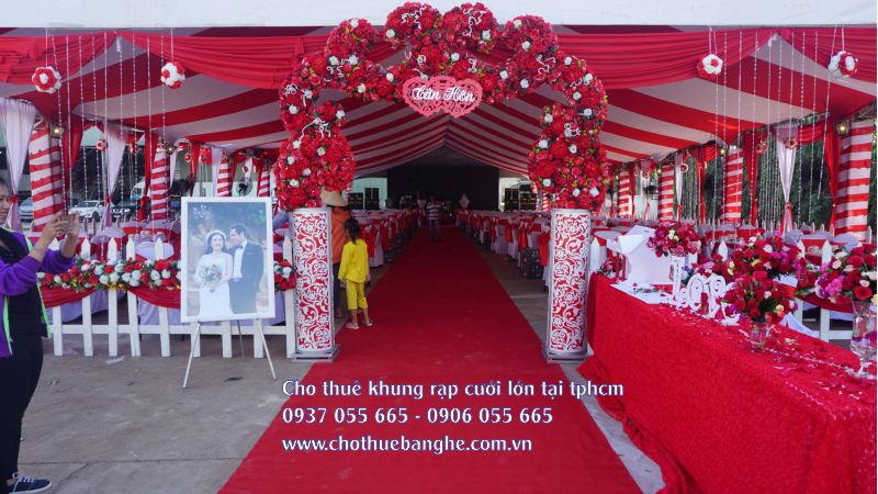 Cho thuê khung rạp cưới sự kiện tông màu đỏ tại Tây Ninh