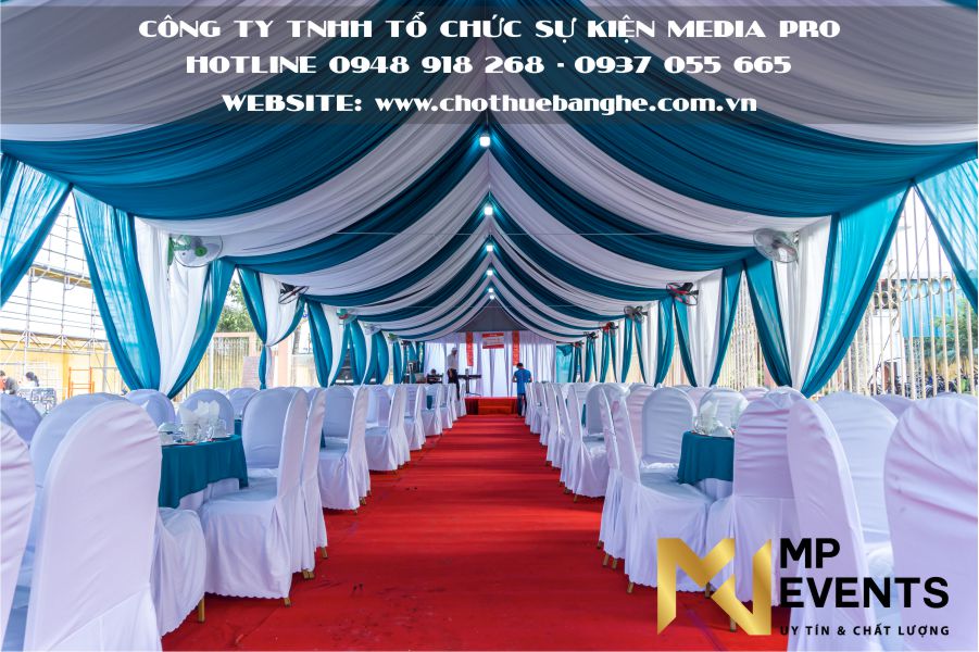 Cho thuê rạp cưới tông xanh ngọc tại TPHCM