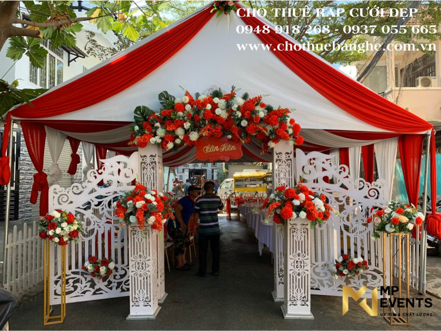 Cho thuê rạp cưới tông trắng - đỏ tại TPHCM