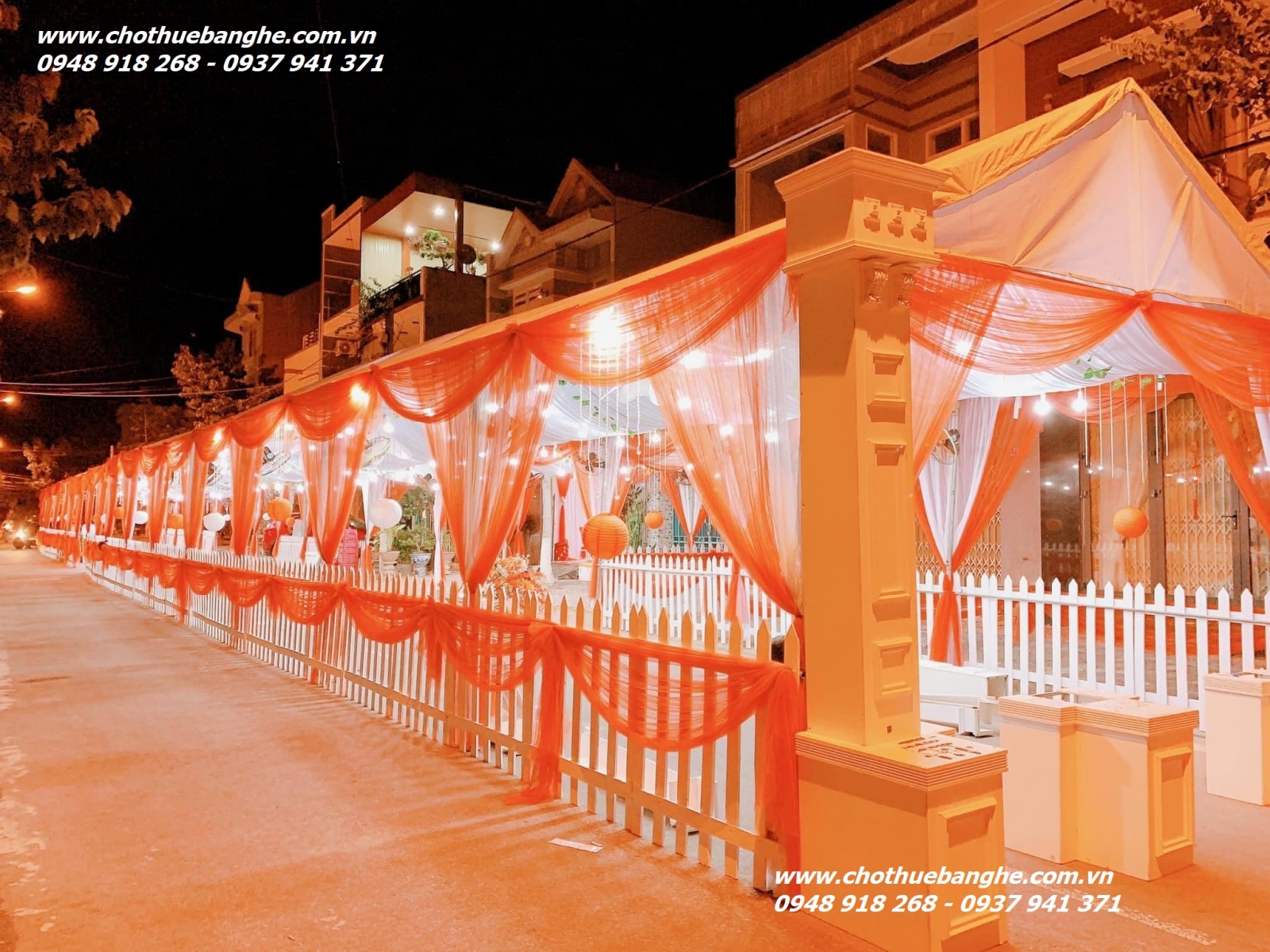 Cho thuê rạp cưới đẹp tông màu cam tại Tân Phú