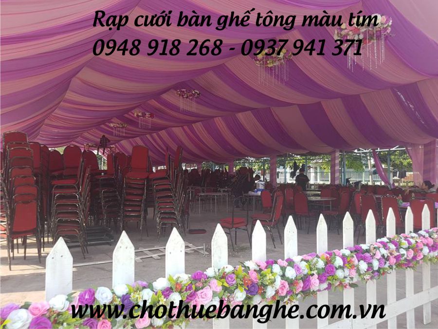 Rạp cưới tông màu tím tại TPHCM