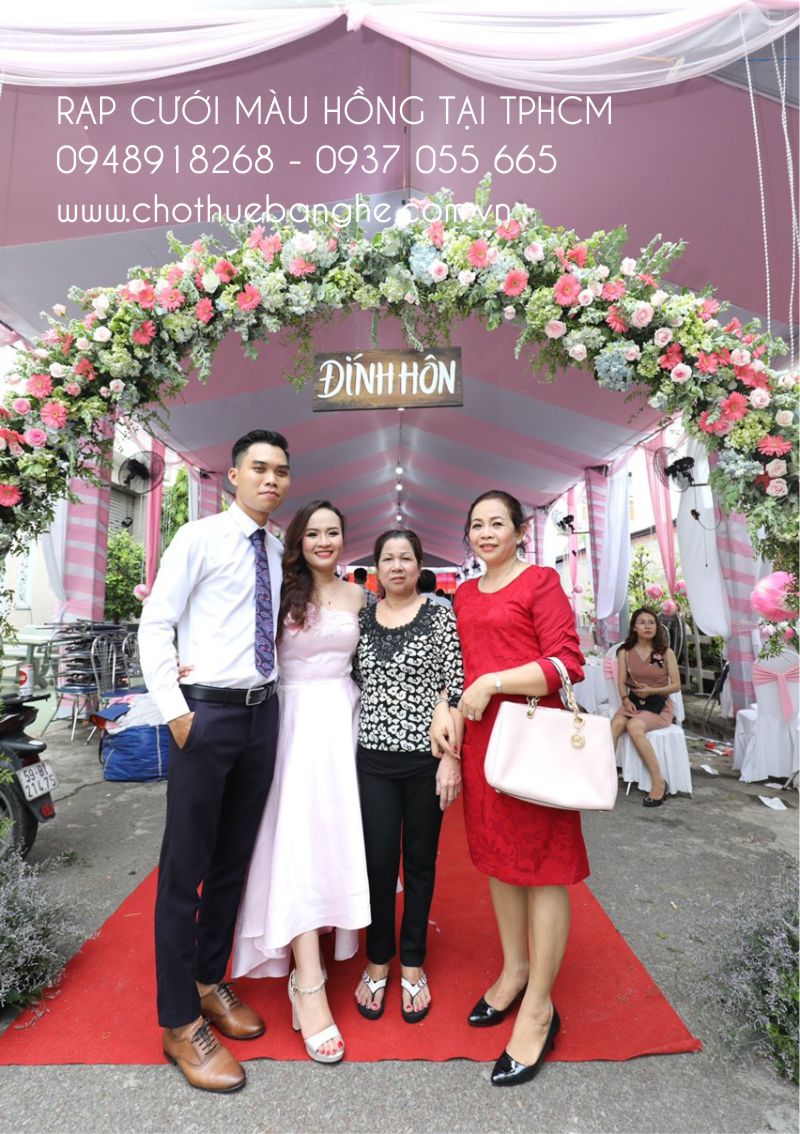 Cho thuê rạp cưới sự kiện tông màu hồng giá rẻ tại TPHCM