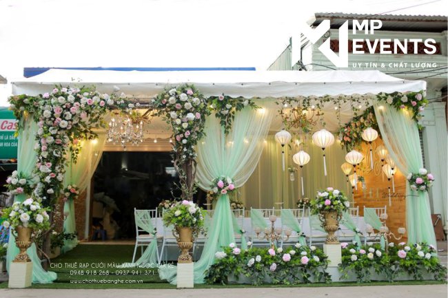 Cần thuê rạp cưới tông màu xanh ngọc giá rẻ tại TPHCM