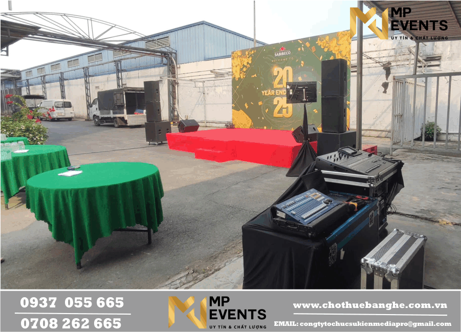 Cho thuê âm thanh ánh sáng, bàn ghế đãi tiệc tất niên công ty bia Sabeco 
