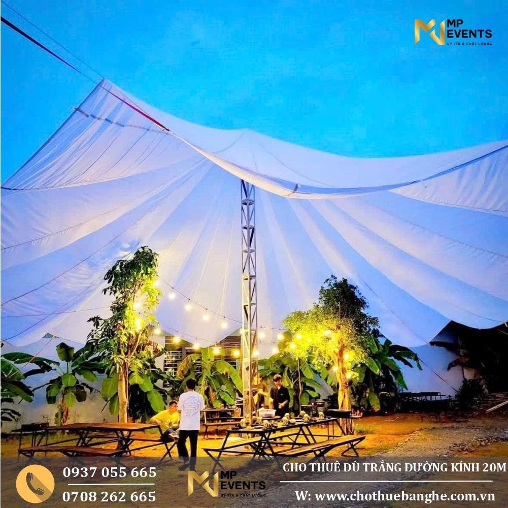 Cho thuê dù che tiệc ngoài trời màu trắng giá rẻ