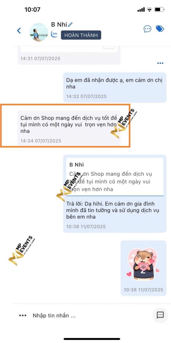 Một số cảm nhận của khách khi trải nghiệm dịch vụ tại MP WEDDING