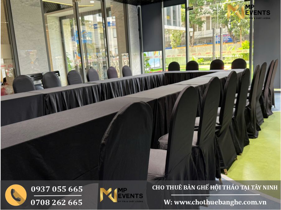 Cho thuê bàn ghế tổ chức hội thảo tông màu đen tại Tây Ninh - Long An