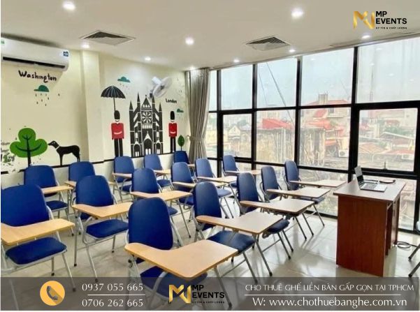 Cho thuê ghế liền bàn xếp gọn giá rẻ tại TPHCM