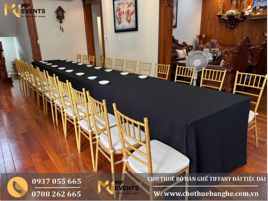 Cho thuê bộ bàn dài ghế tiffany đãi tiệc