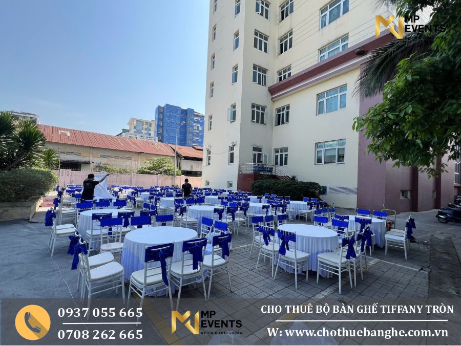 Cho thuê bộ bàn ghế tiffany tròn đường kính 1m2