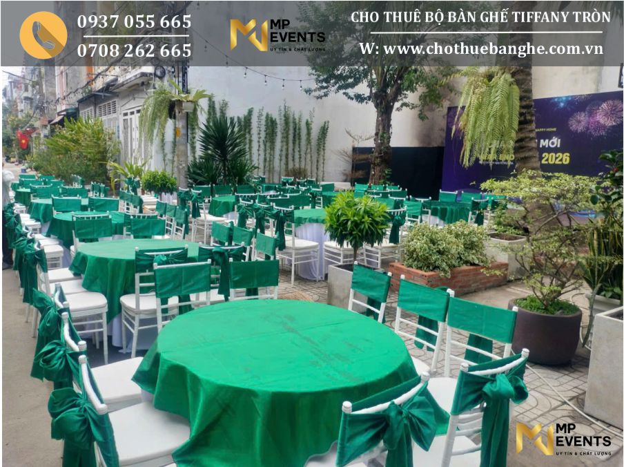 Cho thuê bộ bàn ghế tiffany tròn đường kính 1m4