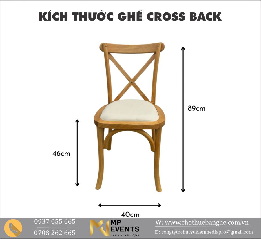 Ghế crossback kích thước bao nhiêu ?