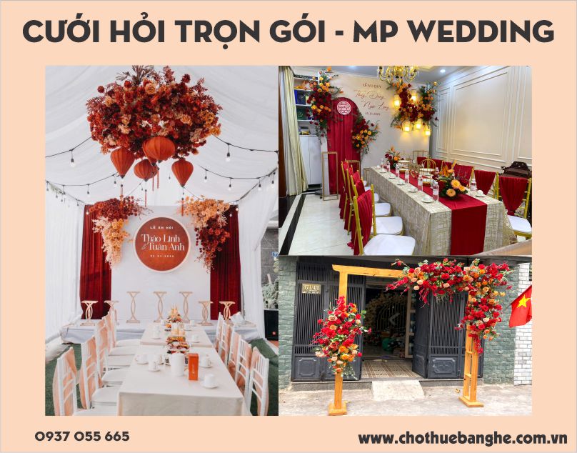 Trọn gói khung rạp, gia tiên, cổng hoa, bàn ghế cho đám cưới - đám hỏi tại nhà quận 3