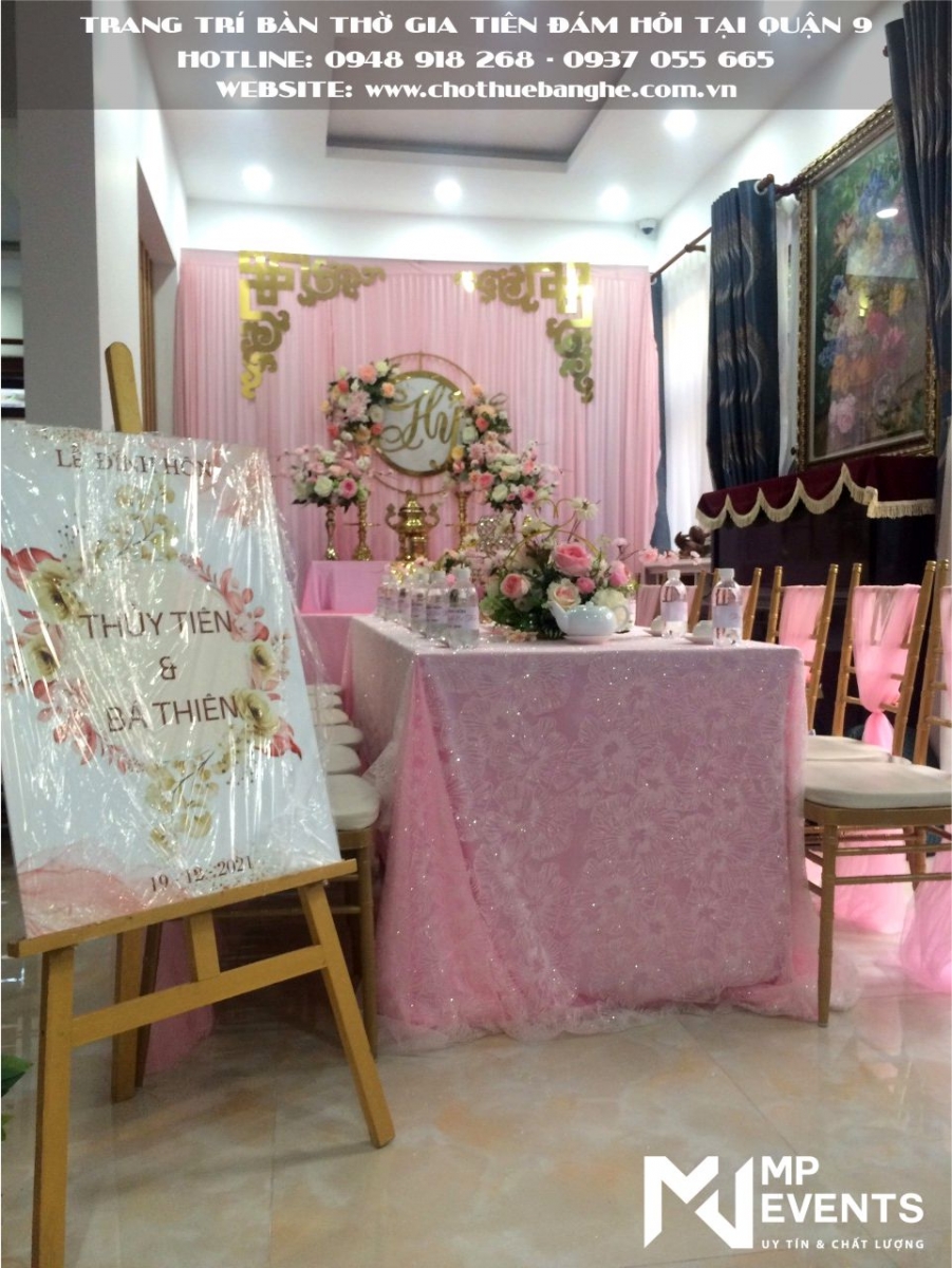Trang trí bàn thờ gia tiên đám hỏi tại nhà quận 9