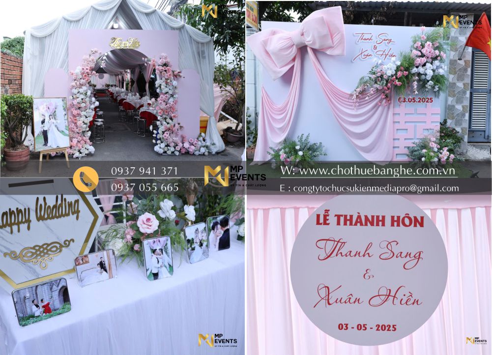 Trang trí đám cưới trọn gói tại nhà CR Thanh Sang & CD Xuân Hiền tại Bà Điểm Hóc Môn
