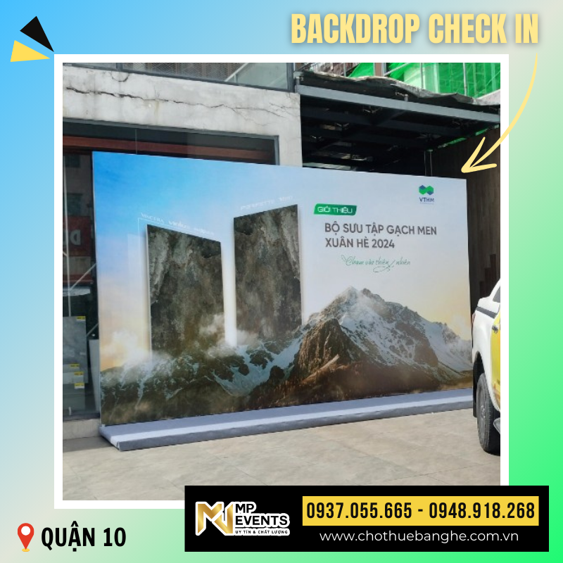 Cho thuê backdrop check in sự kiện ra mắt sản phẩm mới