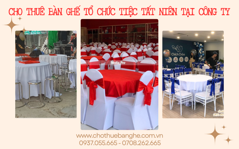 Cho thuê bàn ghế tổ chức tiệc tất niên tại công ty