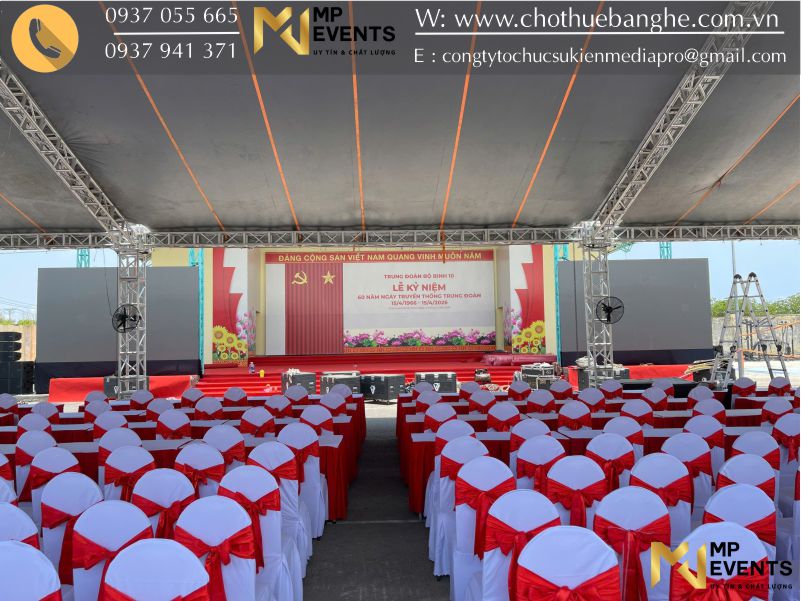 Hình ảnh cho thuê sân khấu backdrop màn hình led cho sự kiện kỉ niệm 60 năm thành lập