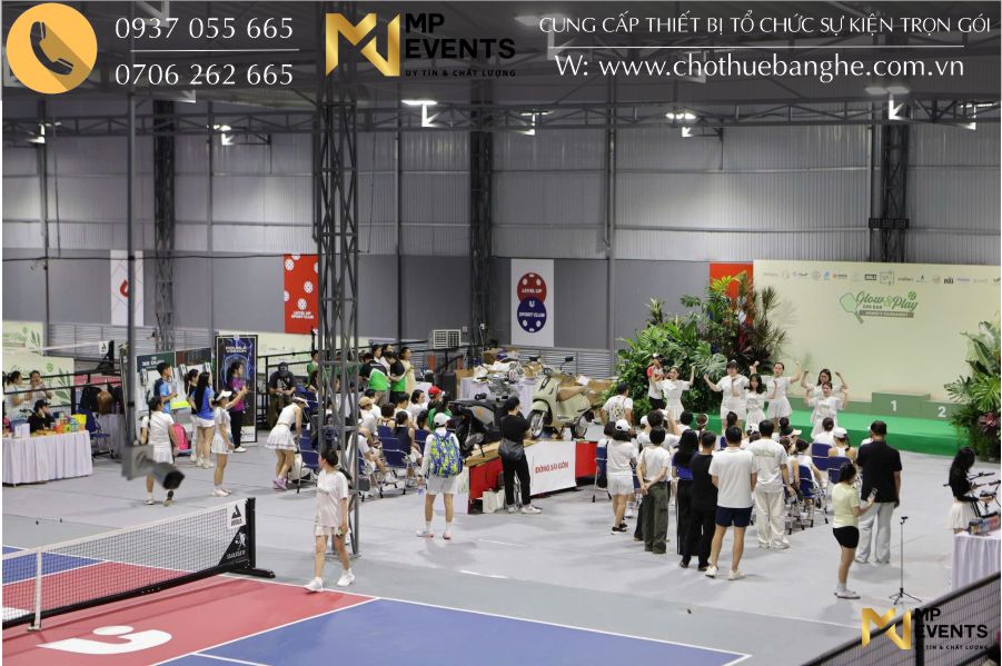 Cho thuê thảm xám lót sân pickleball happy hub tại Thủ Đức