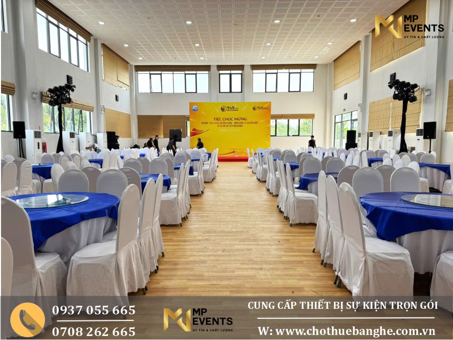 Cung cấp trọn gói thiết bị sự kiện tại Cần Giuộc Tây Ninh: Bàn ghế, sân khấu, backdrop, âm thanh ánh sáng