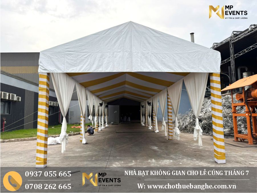 Cho thuê nhà bạt không gian lễ cúng dường rằm tháng 7 tại công ty Inox Diệu Thịnh - Long An