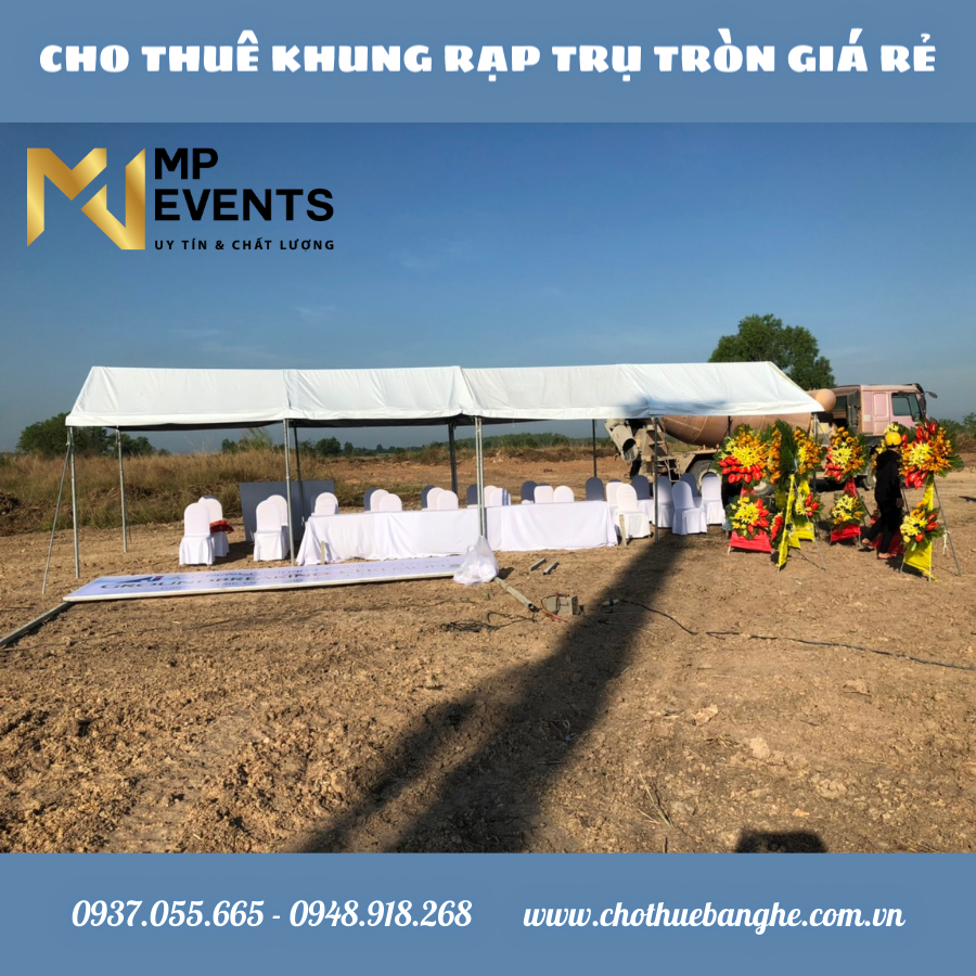 Cho thuê nhà bạt trụ tròn tổ chức Lễ Động Thổ tại Bình Dương