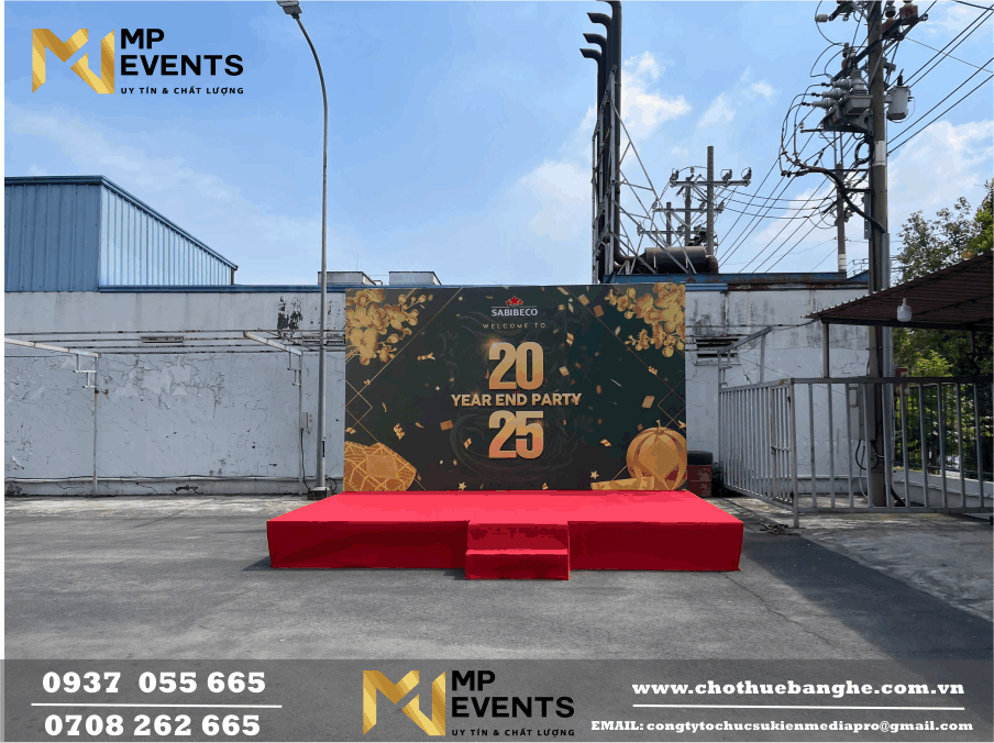 Cho thuê sân khấu - backdrop sân khấu tiệc tất niên công ty bia Sài Gòn Sabeco tại Bình Tân