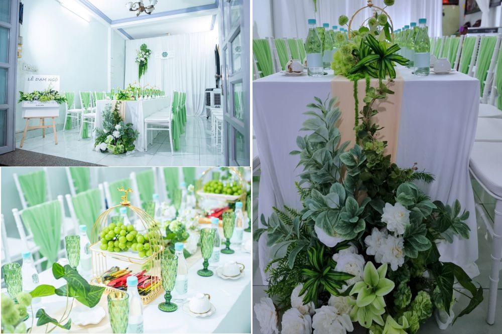 Mẫu gia tiên tông màu xanh mint 