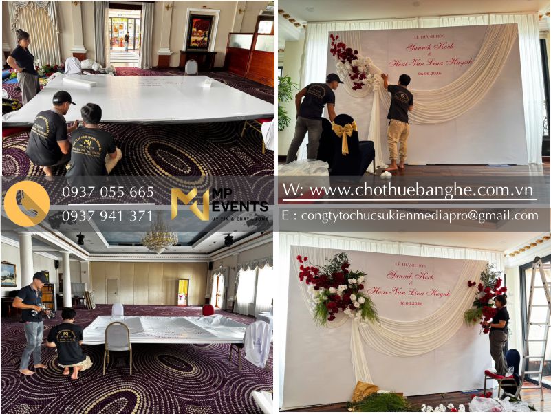 Quá trình thi công backdrop cưới tại quận 1 TPHCM 